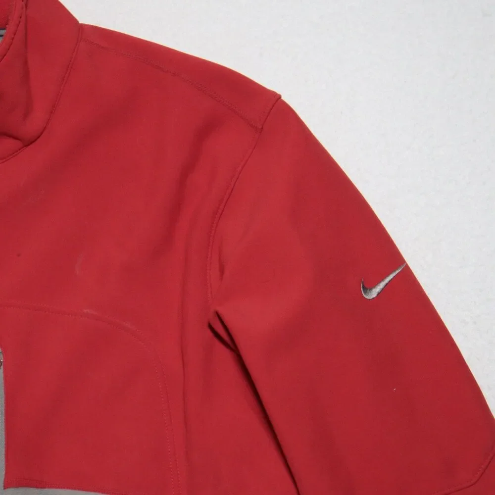 Vintage Nike Sweater Mens XL Red Gray Fleece Therma Fit Full Zip Jacket Y2K‎